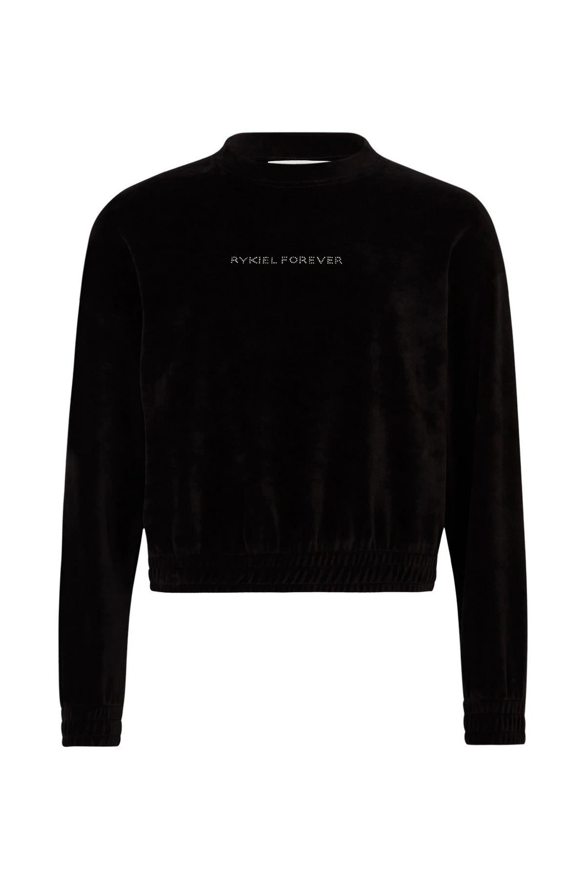 Rhinestone Velvet Black Sweatshirt