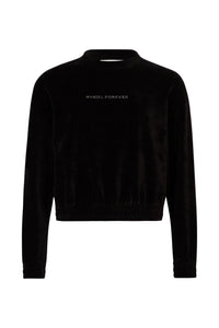 Rhinestone Velvet Black Sweatshirt
