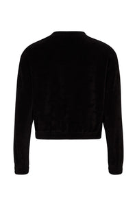 Rhinestone Velvet Black Sweatshirt