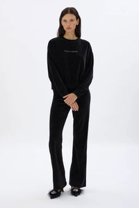 Rhinestone Velvet Black Sweatshirt