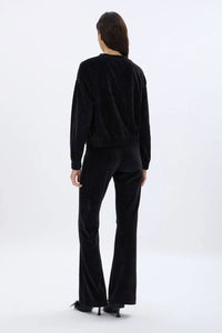 Rhinestone Velvet Black Sweatshirt