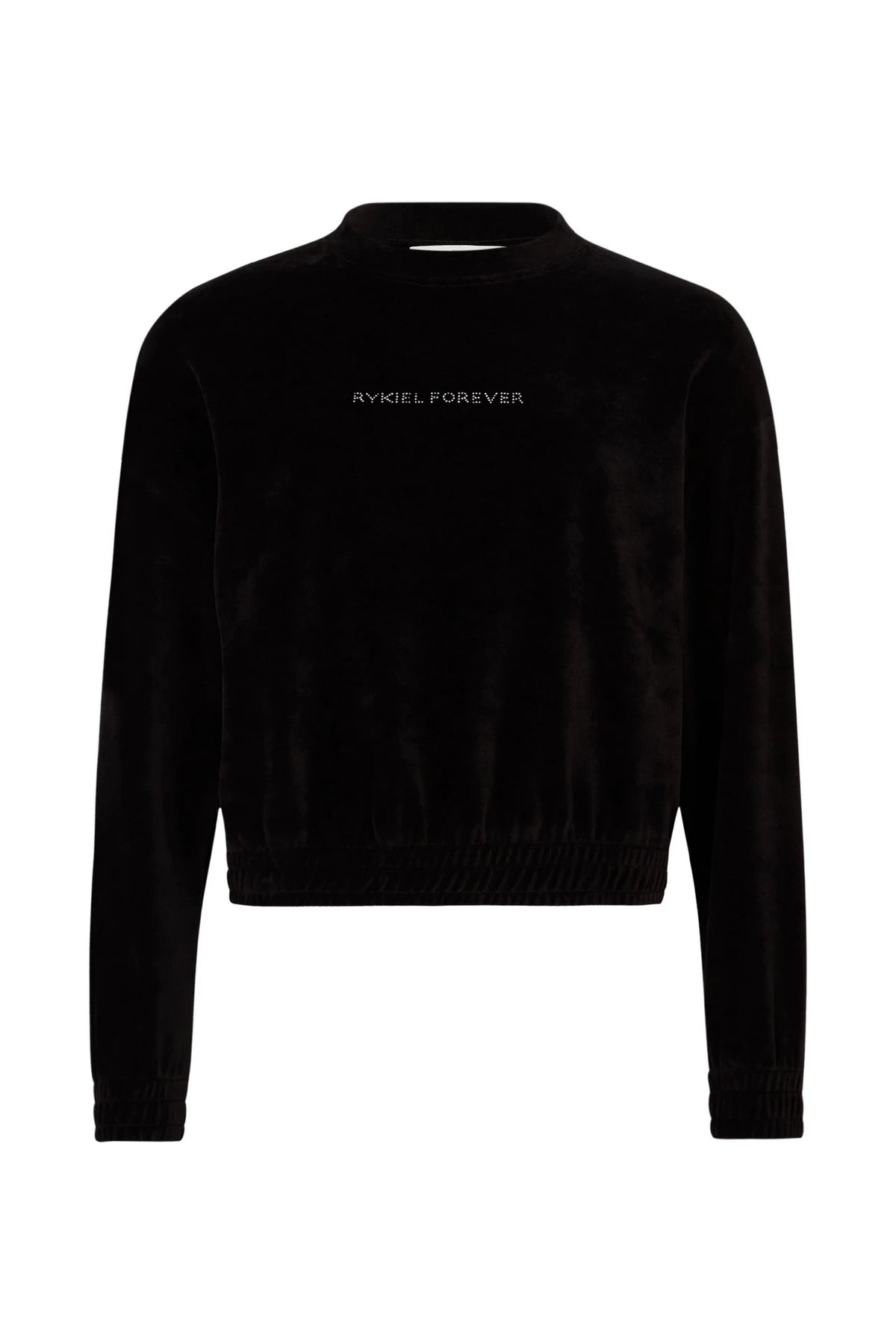 Rhinestone Velvet Black Sweatshirt