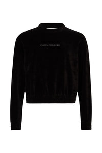 Rhinestone Velvet Black Sweatshirt