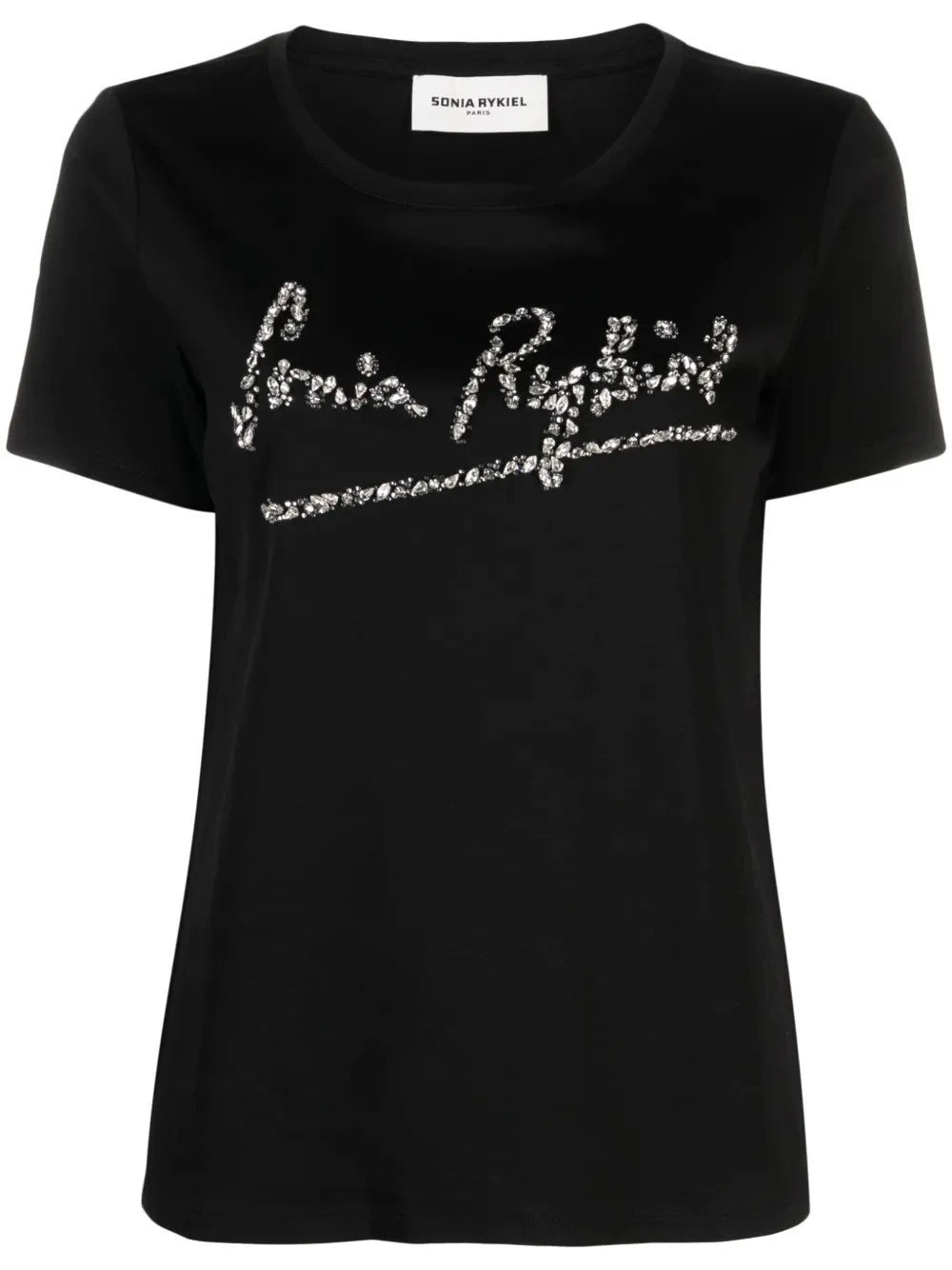 Logo Embellished Black T-Shirt