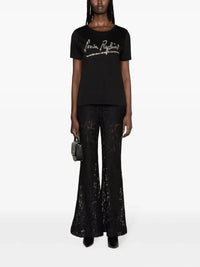 Logo Embellished Black T-Shirt