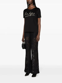 Logo Embellished Black T-Shirt