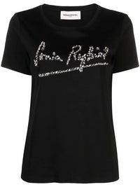 Logo Embellished Black T-Shirt