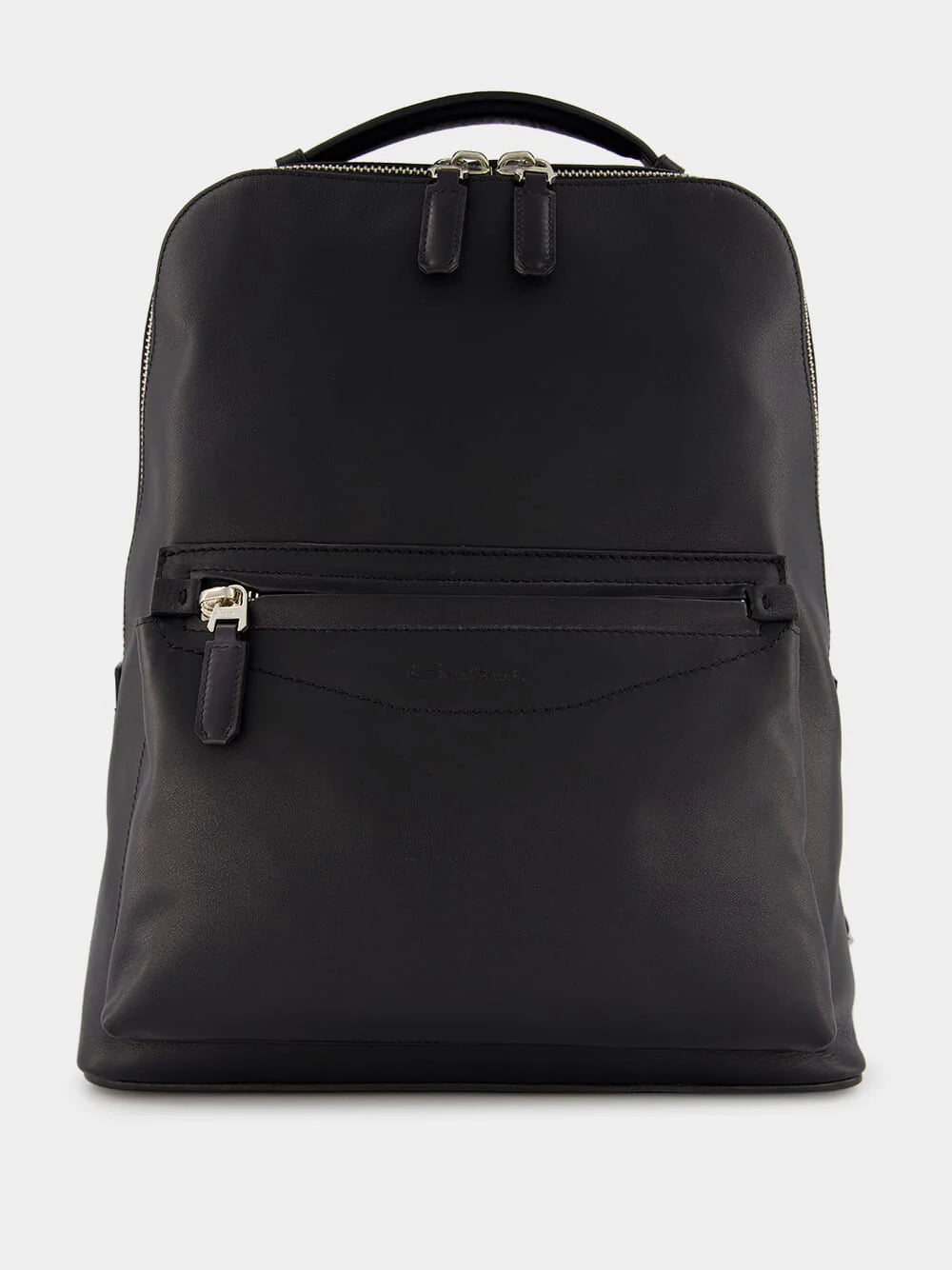 Refined Black Leather Backpack