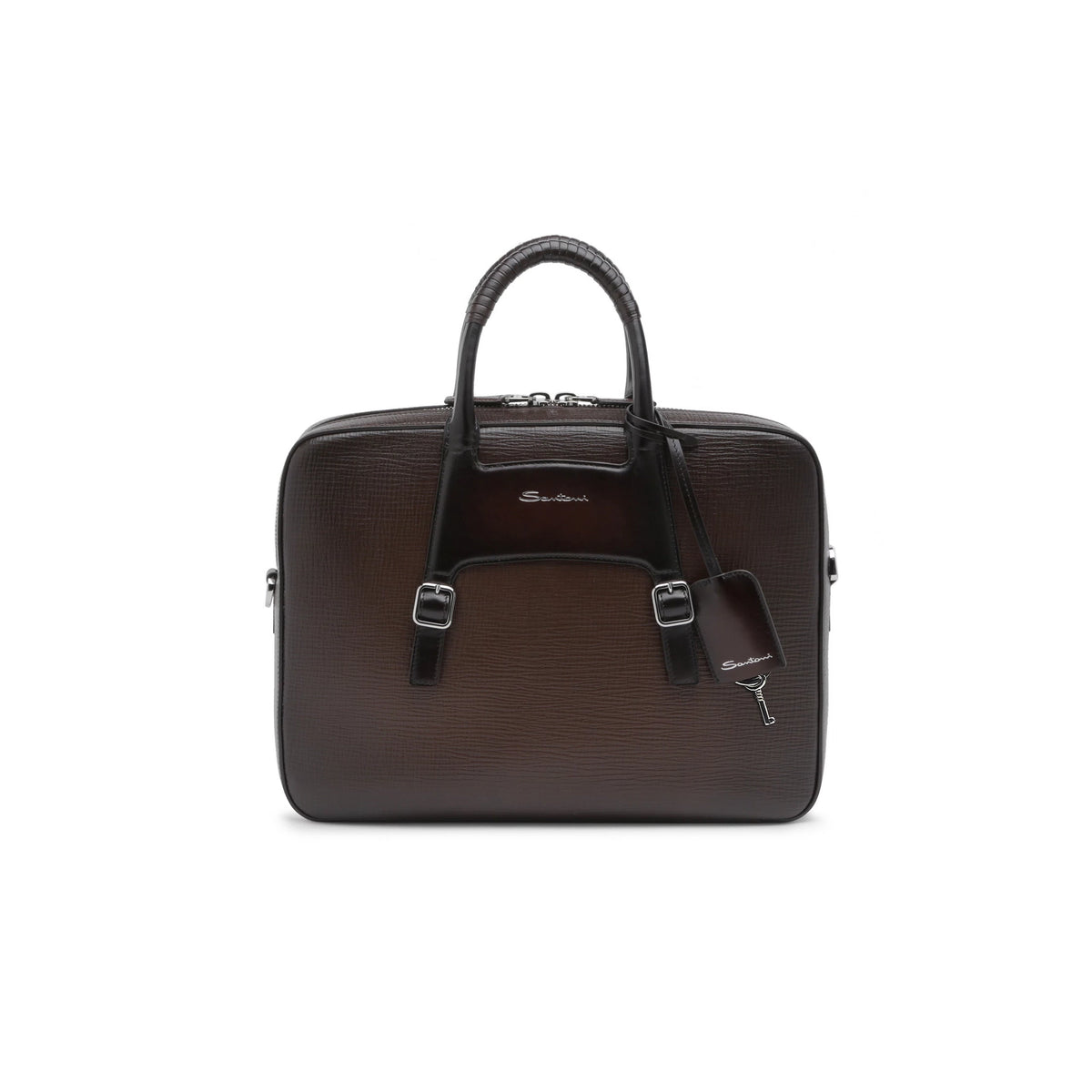 Santoni Embossed Brown Briefcase