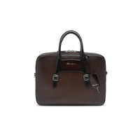 Santoni Embossed Brown Briefcase