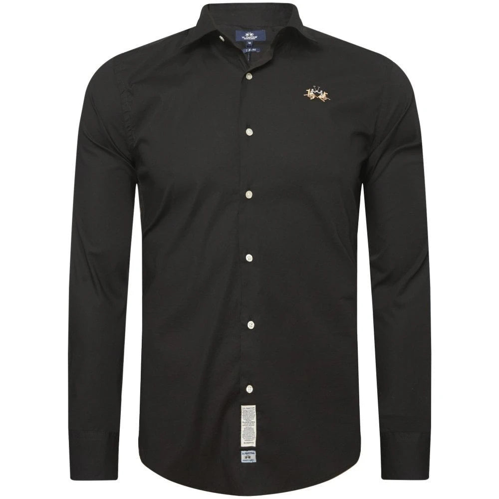 Slim Fit Black Poplin Shirt
