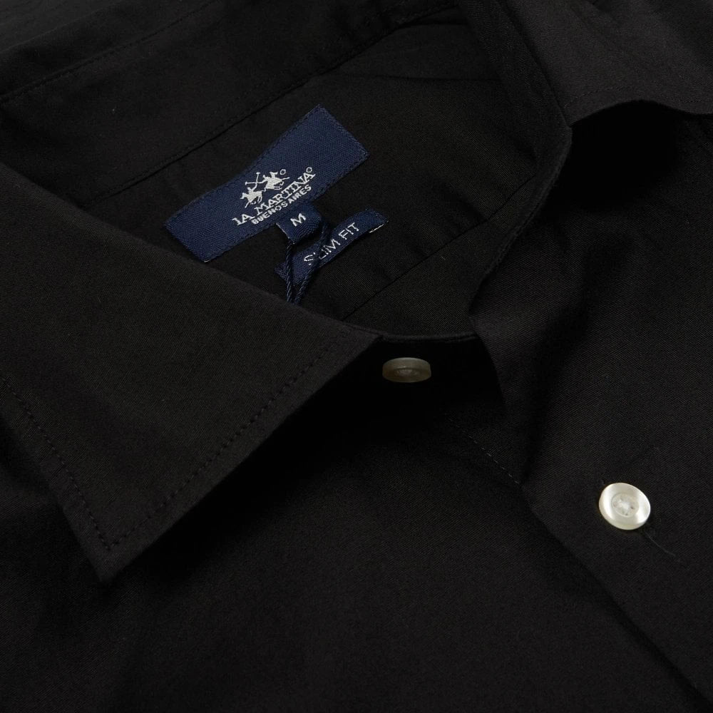 Slim Fit Black Poplin Shirt
