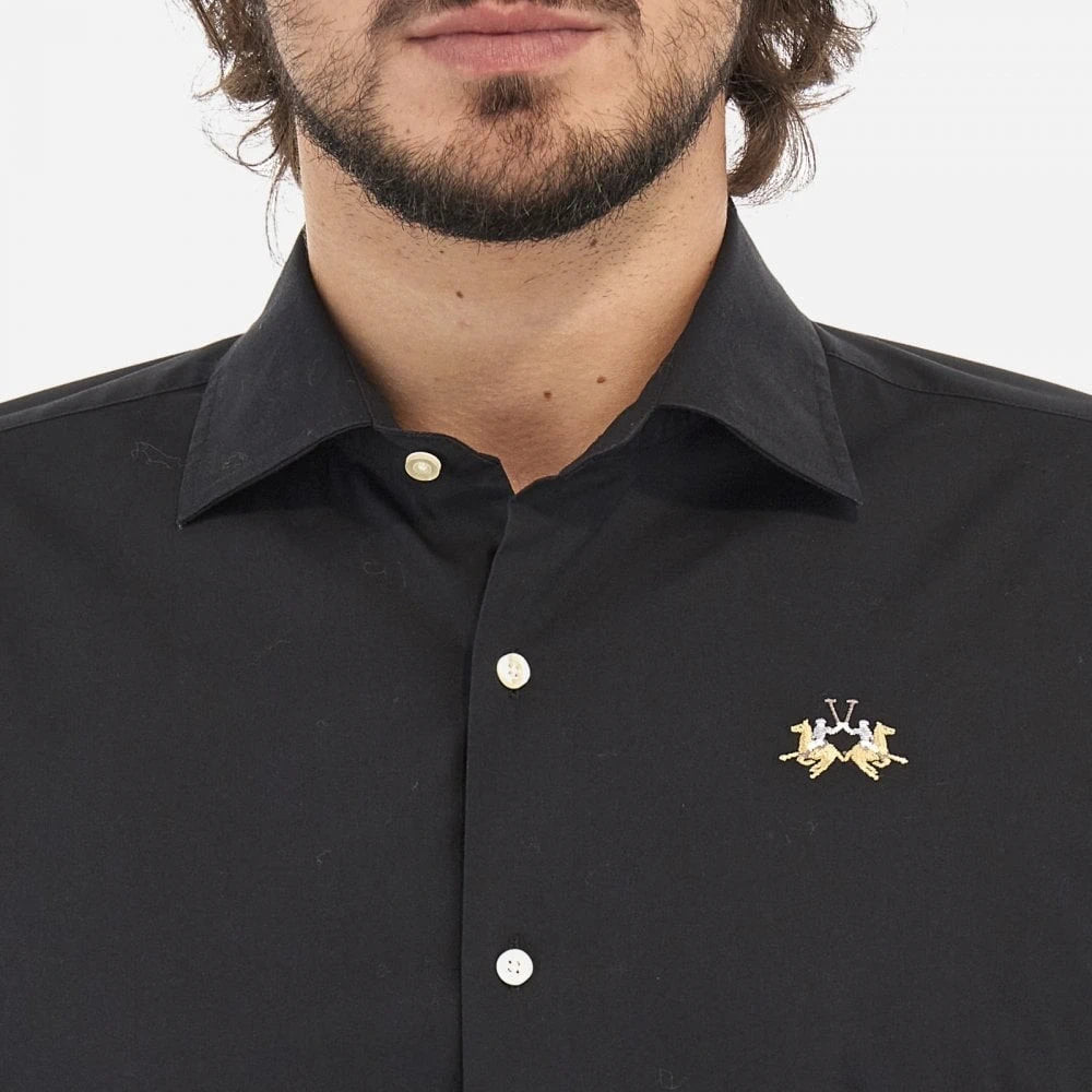 Slim Fit Black Poplin Shirt