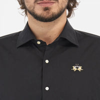 Slim Fit Black Poplin Shirt