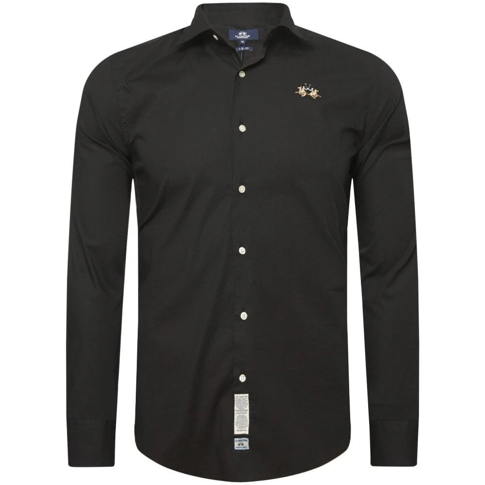Slim Fit Black Poplin Shirt