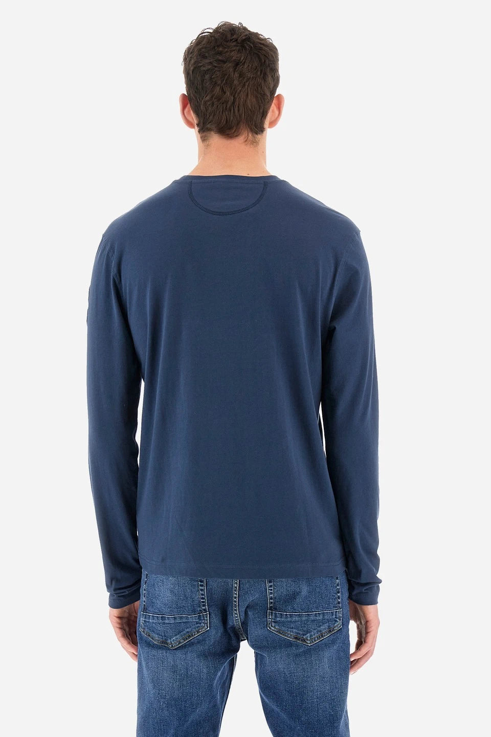 Long-Sleeve Crew Neck Blue T-Shirt