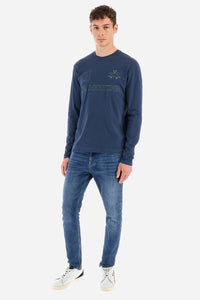 Long-Sleeve Crew Neck Blue T-Shirt