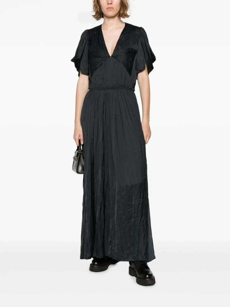 Reina Black Satin Dress