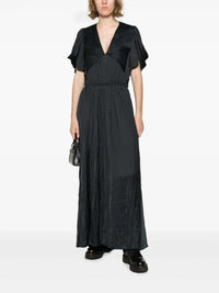 Reina Black Satin Dress