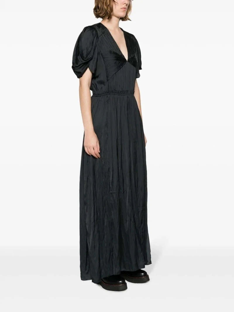 Reina Black Satin Dress