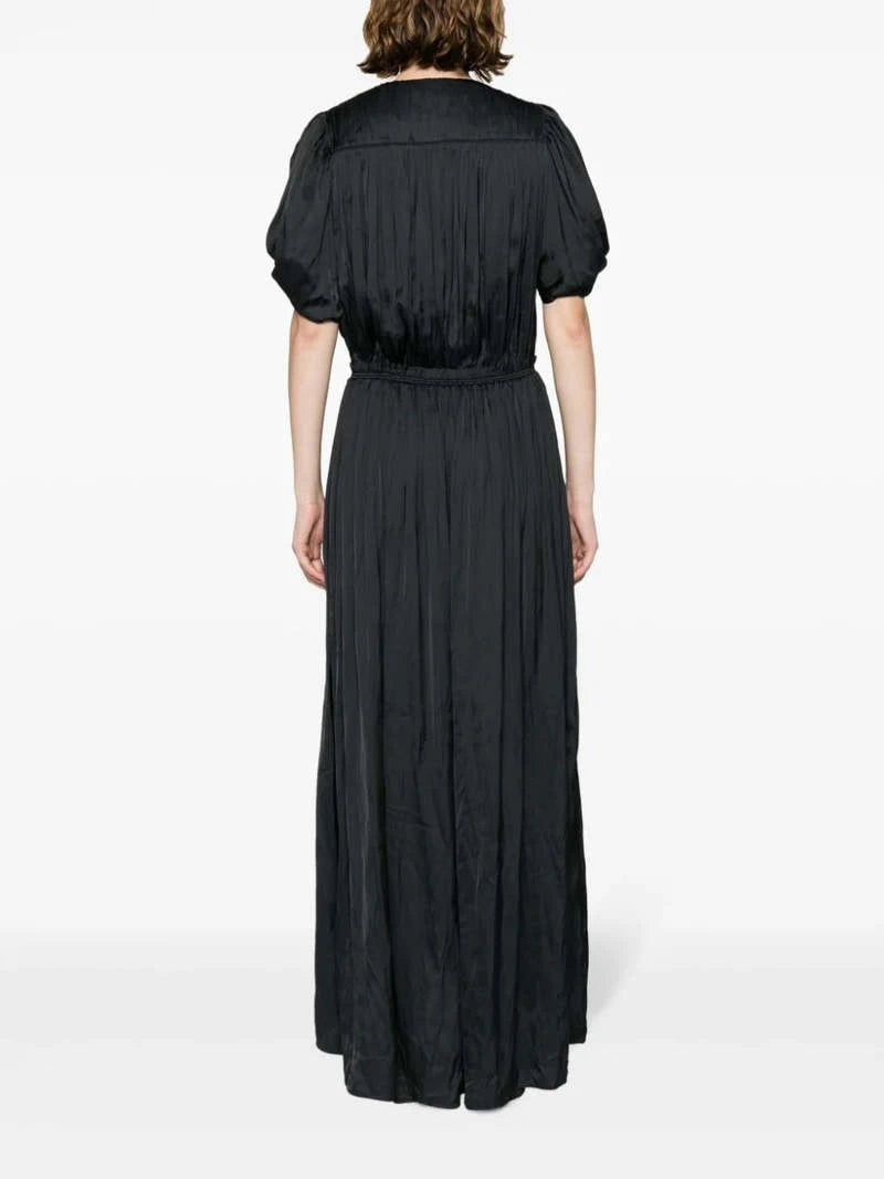 Reina Black Satin Dress