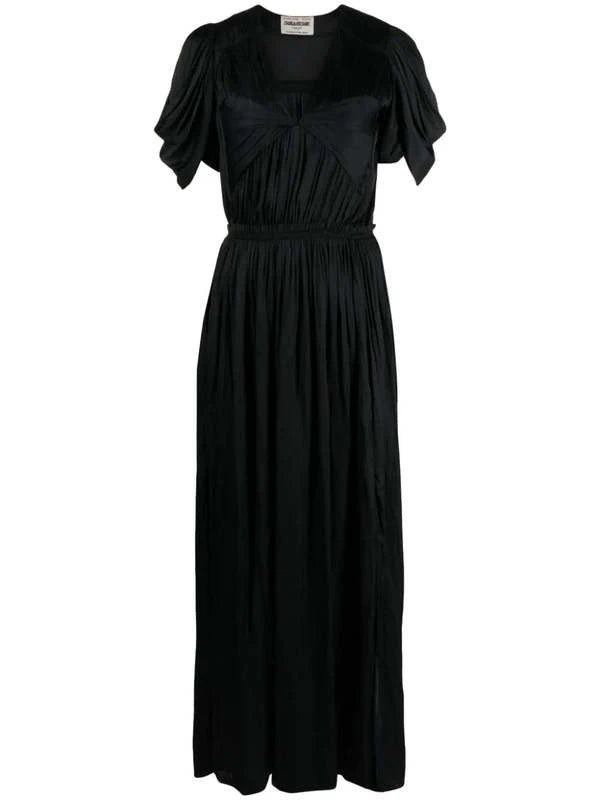 Reina Black Satin Dress