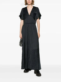 Reina Black Satin Dress