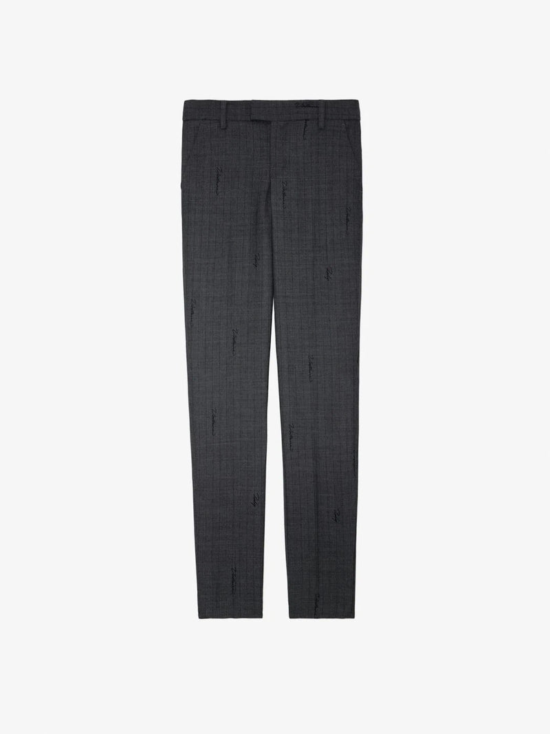 Prune Stripe Grey Trousers