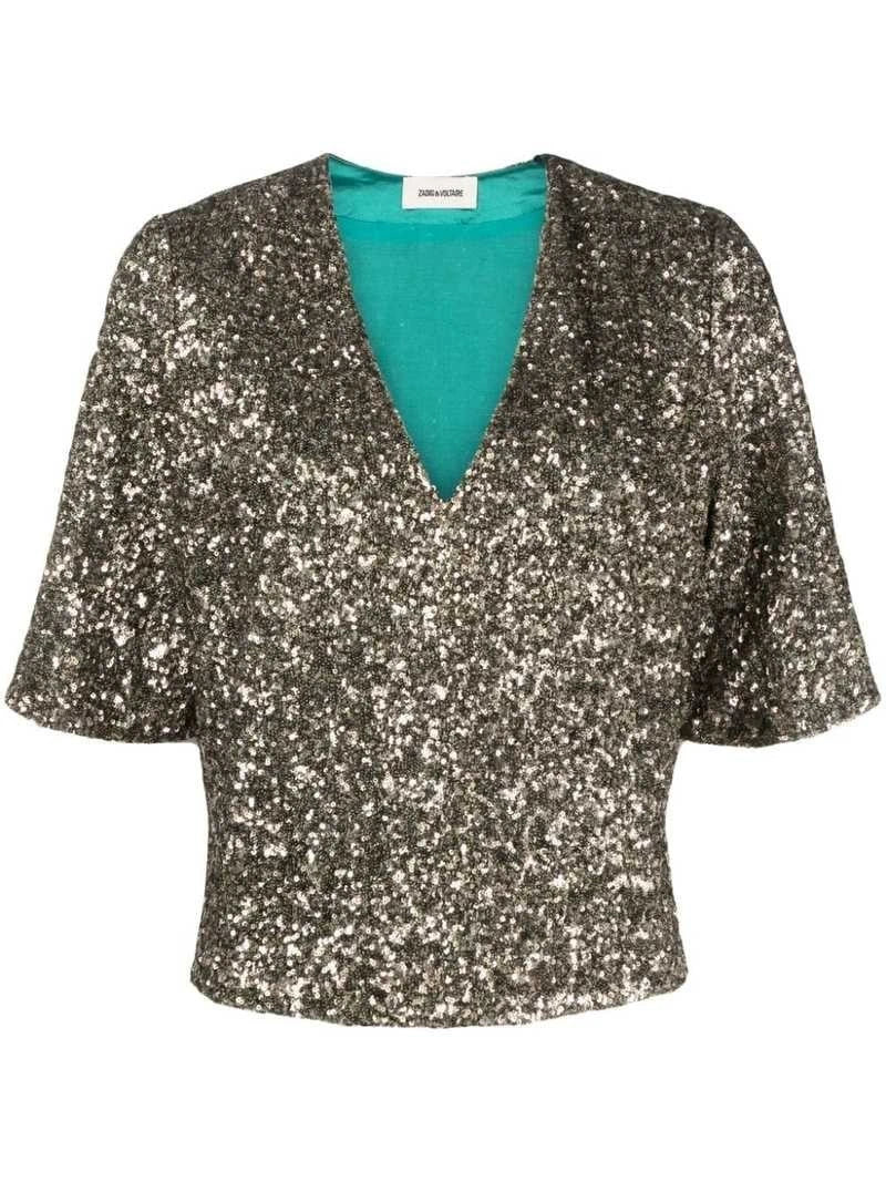 Tytane Sequin Brown Blouse