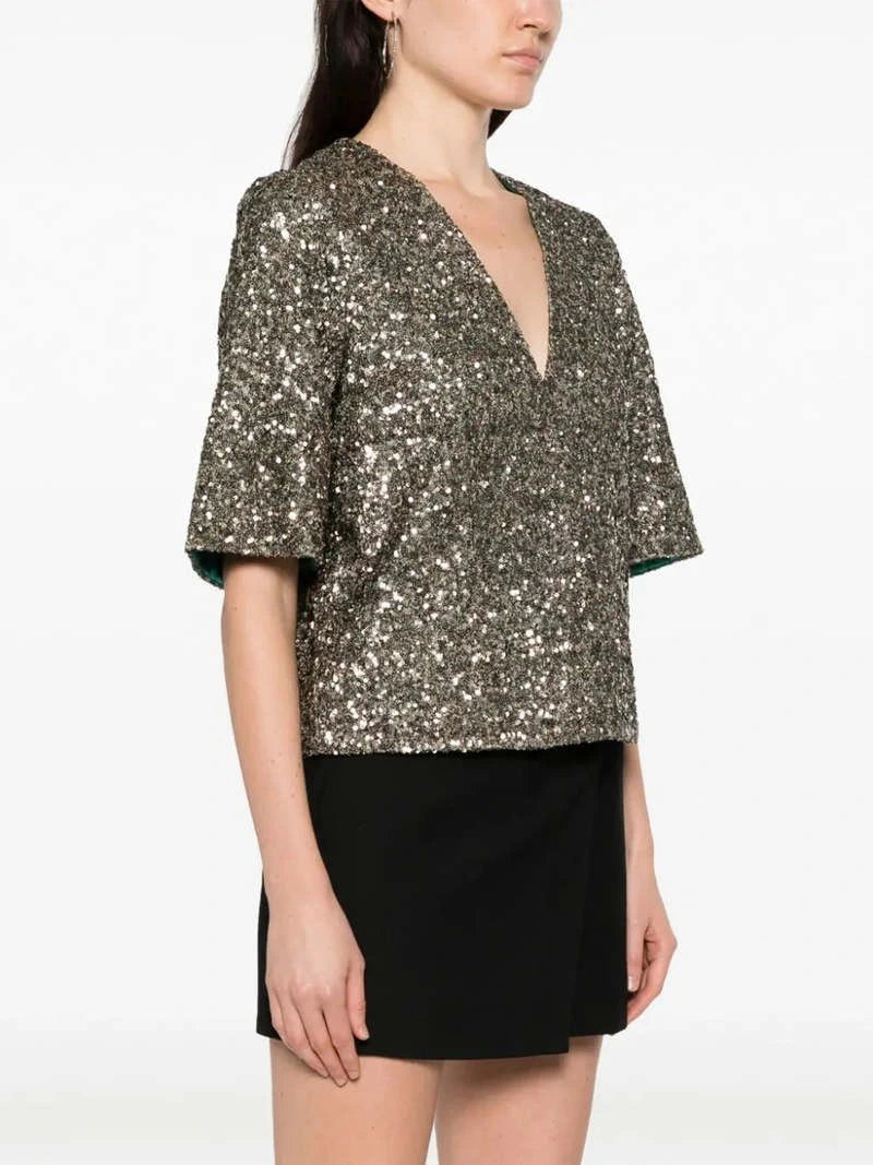 Tytane Sequin Brown Blouse