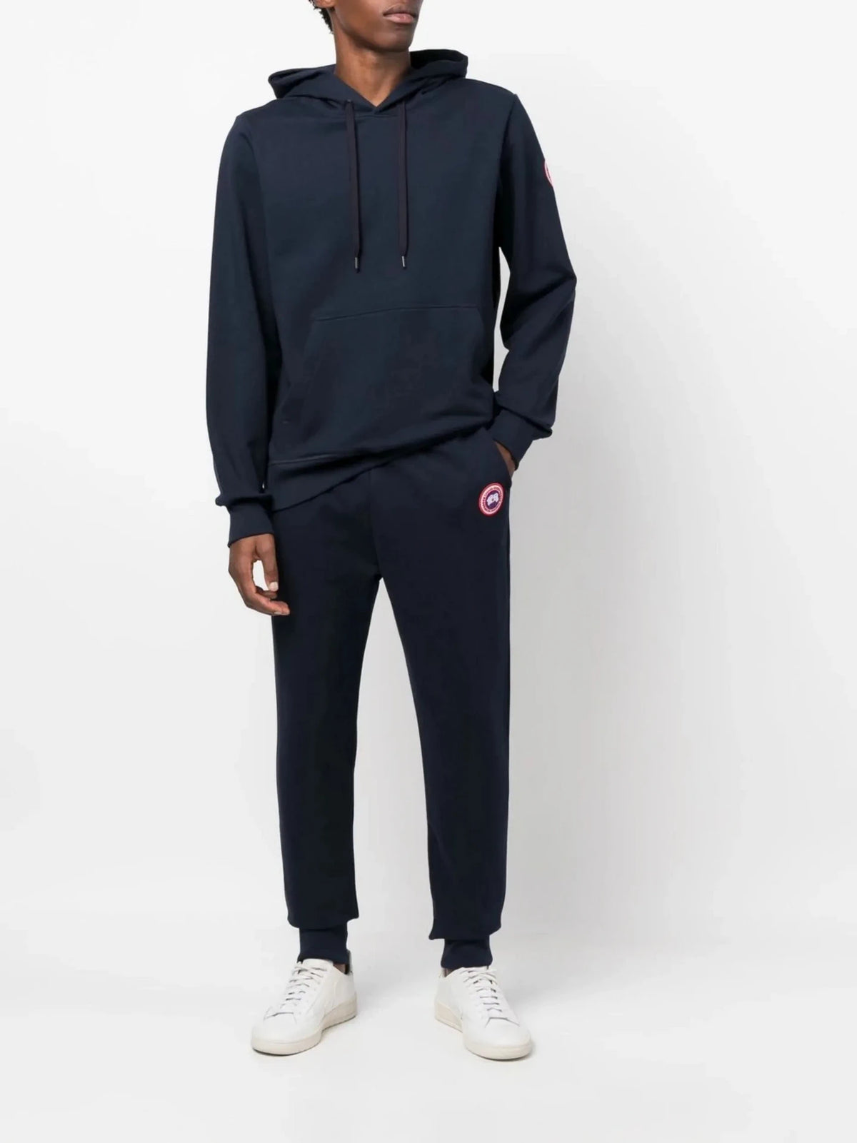 Huron Logo-Patch Navy Blue Hoodie