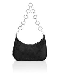 Monogram Satin Black Shoulder Bag