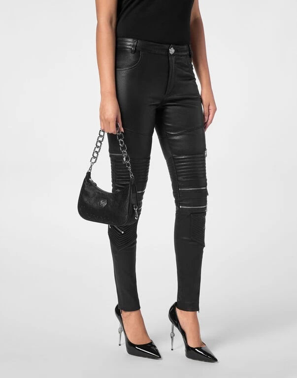 Monogram Satin Black Shoulder Bag