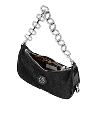 Monogram Satin Black Shoulder Bag