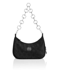 Monogram Satin Black Shoulder Bag