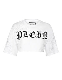 Strass White Cropped T-Shirt