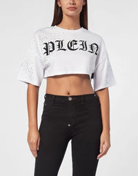 Strass White Cropped T-Shirt