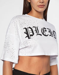 Strass White Cropped T-Shirt