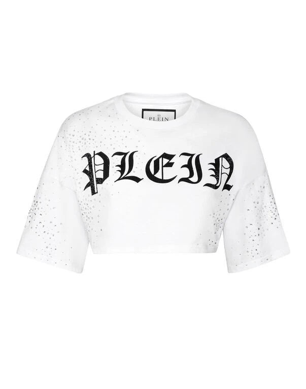 Strass White Cropped T-Shirt