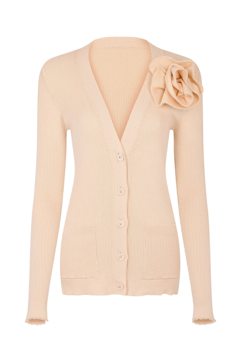 Brushed Striped Black/pink Cardigan