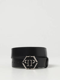 Hexagon Black Leather Belt