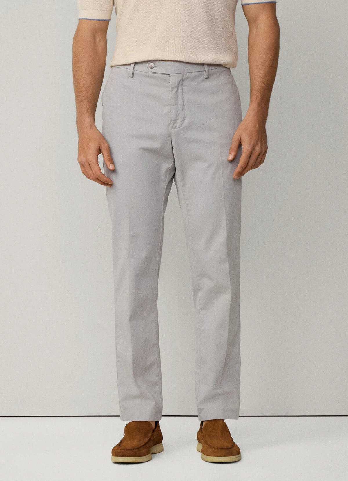 Kensington Slim-Fit Silver Chinos