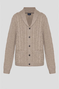 Cable Shawl Brown Cardigan