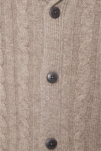 Cable Shawl Brown Cardigan