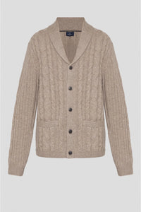 Cable Shawl Brown Cardigan