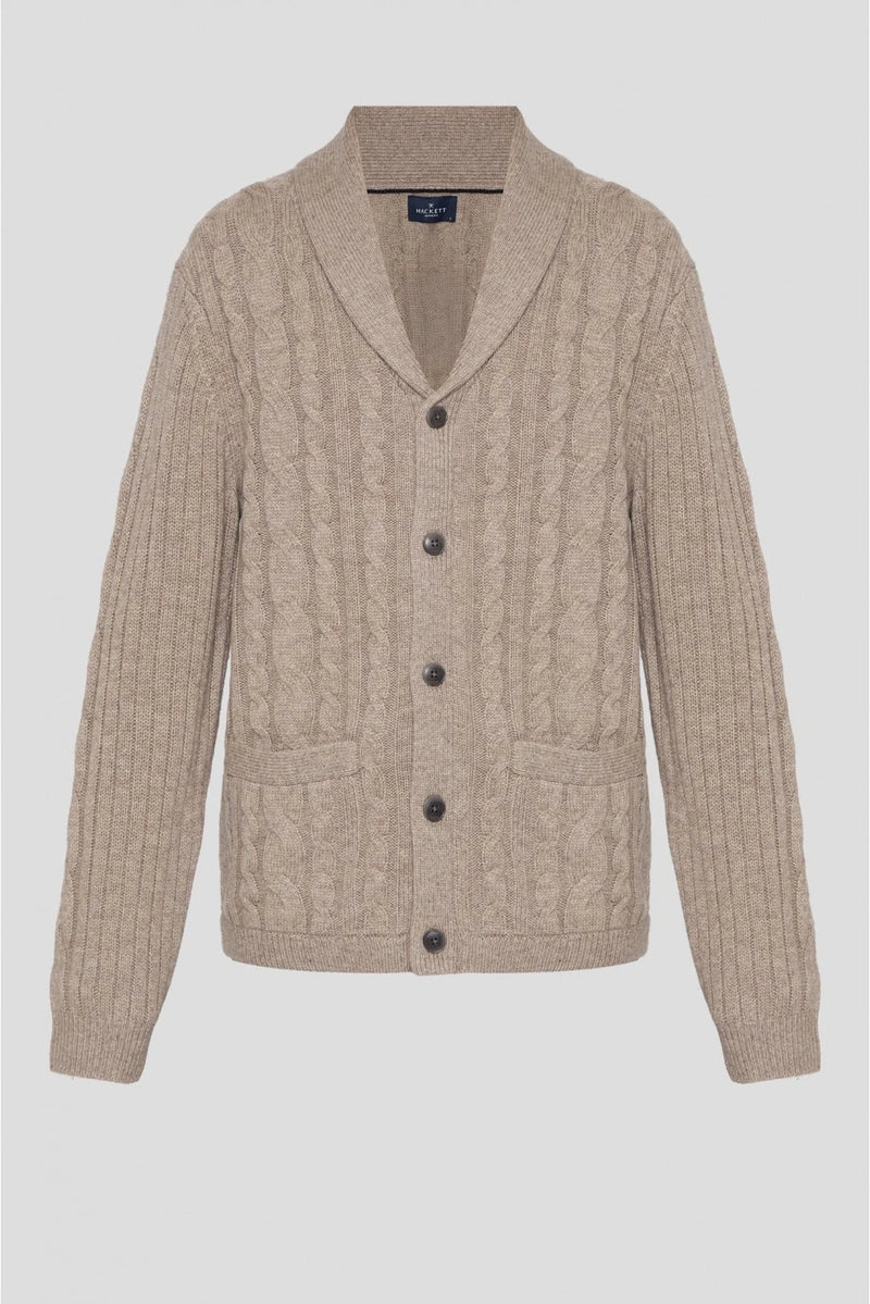 Cable Shawl Brown Cardigan