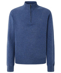 Lambswool Navy Blue Crew Knitwear