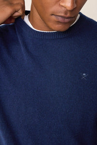 Lambswool Navy Blue Crew Knitwear