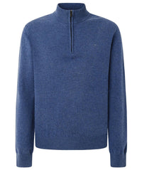 Lambswool Navy Blue Crew Knitwear