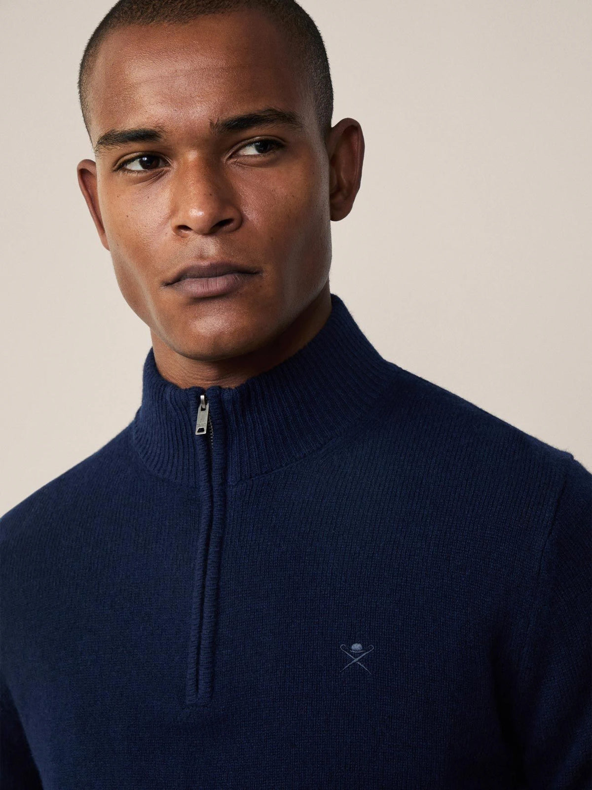 Lambswool Half-Zip Navy Jumper